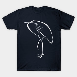 Japanese Sumi E Animals Egret Bird T-Shirt